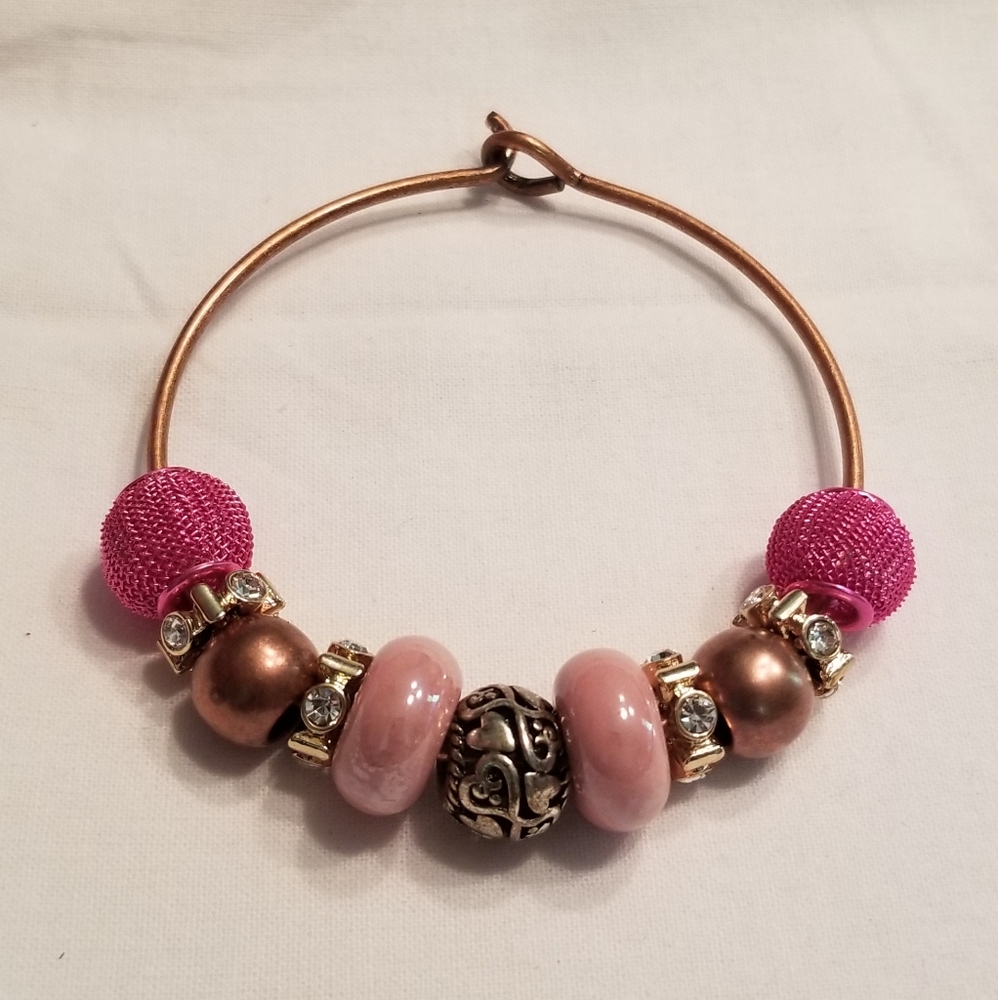 💛💗 Cute pink and copper hook and loop bracelet